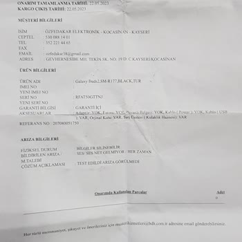 Samsung Buds Kulaklık ARIZA-SERVİS Beceriksizliği