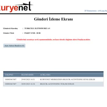 Kuryenet Kargo Dağıtıma Çıkmadı