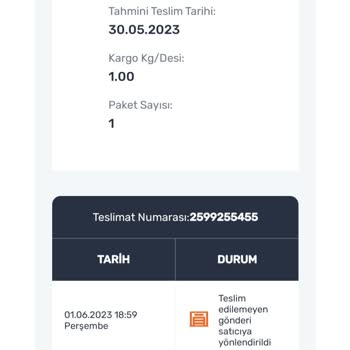 Bursa Kestel Aras Kargo Bildirmeden İade Yapması.