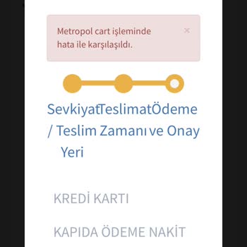 MetropolCard Metropol Giftpay Online Alışveriş Hatası