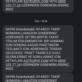 Amazon Prime Ve AGT Kurye Ürünümü Teslim Etmiyor