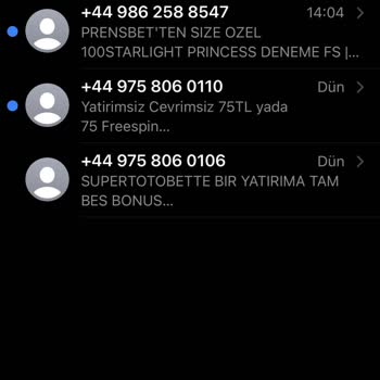 Vodafone Bahis Sitelerinden Gelen Mesaj