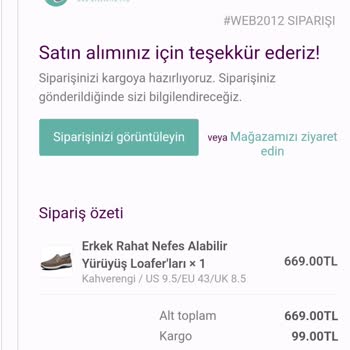 Wearablew.com Verdiğim Ayakkabı Siparişi Gelmedi
