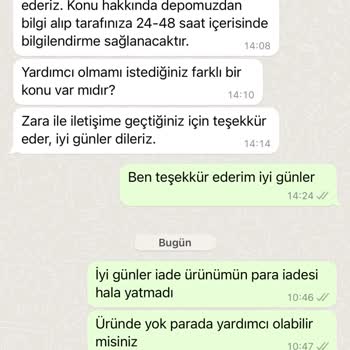 Zara Online İade Para İadesi Yapılmıyor