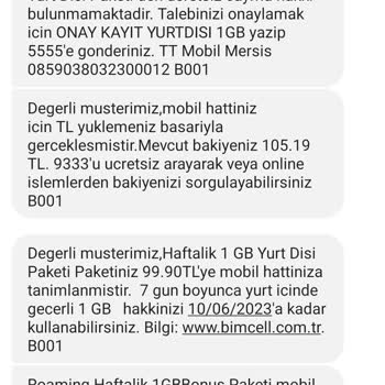 Bimcell Yurt Dışı Mobil Veri