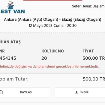 Best Van Firması Bilet İptali