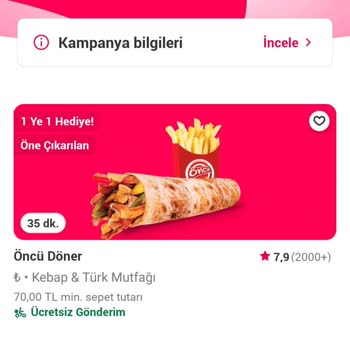 Öncü Döner Promosyonlu Ürünün İşletme Tarafında Kapatılması