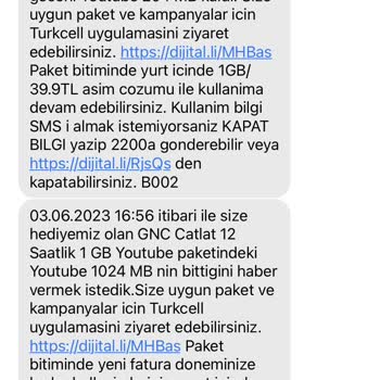 Turkcell İnternetim Kapalı Olmasına Rağmen Aşım Paketi Tanımlaması