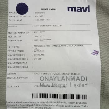 Mavi Ürün Hatasının Düzeltilmemesi