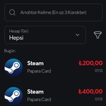 Haberim Olmadan Papara Hesabımdan Steam Hesabıma Para Aktarılmış