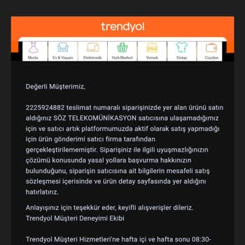 Trendyol Sattığı Ürünün Arkasında Durmuyor