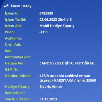 Marshall Club Card Sipariş İptali