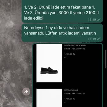 Zara Geri İade Tutarı