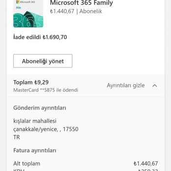 Microsoft Office365 Abonelik İptal Edildi Fakat Param Hesabıma Yatmadı