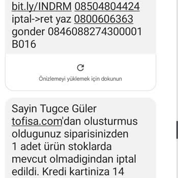 Tofisa Telefonları Açmıyor Hem De İade Kargo Parasını Bizden İstiyor