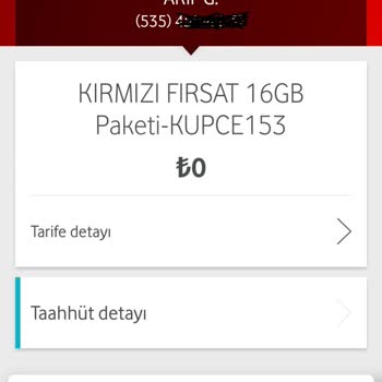 Vodafone Yanımda Uygulamasında Tarife Detayı Ve Tutarı Görüntülenmiyor