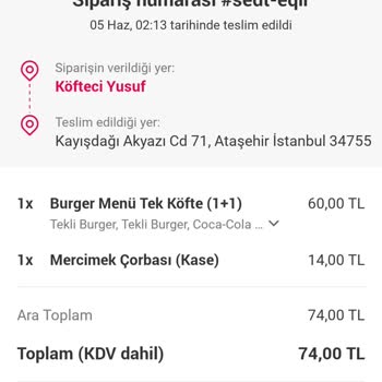 Yemeksepeti Eksik Ürün Problemi