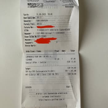 54,90 EUR'luk Ürüne 62.17 EUR Hesaplamış Unifree Duty Free