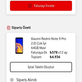 Vodafone Kargolanmayan Telefonun Fatura Edilmesi!