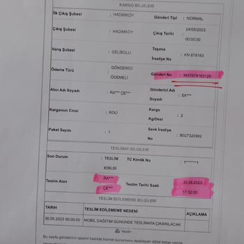 Aras Kargo 343 767 918 3129 Numaralı Kayıp Kargonun Bana Teslimi