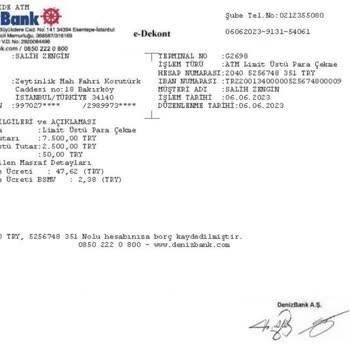 Denizbank Maaş Müşterisine Limit Aşım Ücreti Yansıtıyor