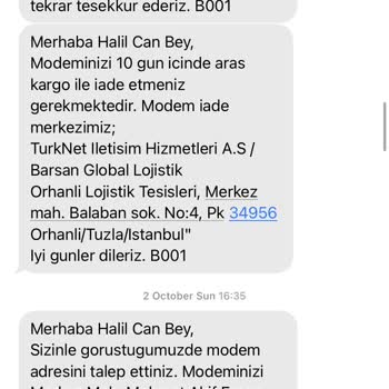 TurkNet'in Modemi Kargoladığım Halde Benden Modem Ücreti Alması