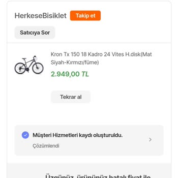 YK Bisiklet Hepsiburada'nın Fiyat Oyunu
