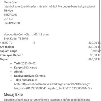 Buharistann.com Buharistann Hatalı Ürün Gönderimi