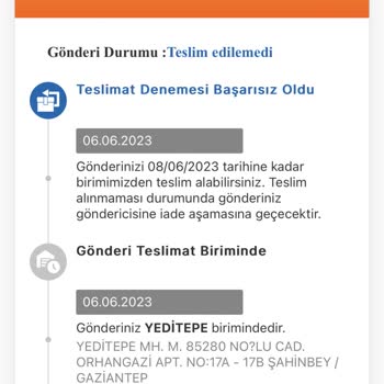 MNG Kargo Yeditepe/Gaziantep Şubesi Kargoyu Eve Getirmiyor