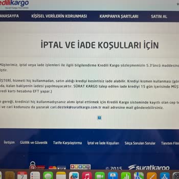 Sürat Kargo Sürat Kredili Kargo Bakiye İadesi Yapılmıyor