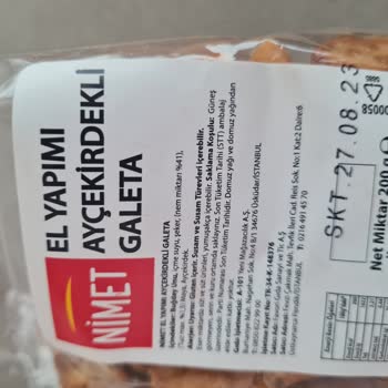 A101'den Aldığım Nimet Marka El Yapımı Ayçekirdekli Galeta'nın İçeriğinde Yumuşakça Olması