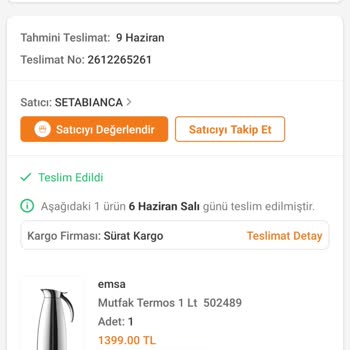 Setabianca Ürün Teslim Edilmedi