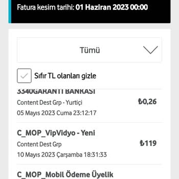 Eğlen Cepte Uygulamasından Vodafone Faturama Yansıtılan Ücret