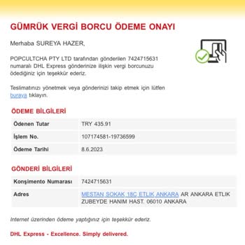 DHL Gümrükten Çıkan Ürün