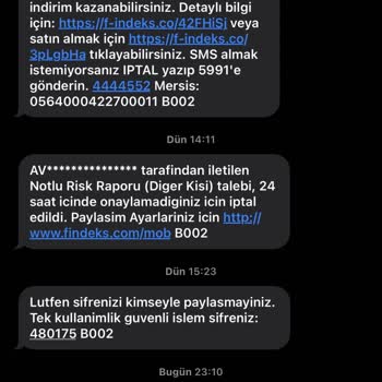 Findeks Av*************** Tarafından İletilen Notlu Risk Raporu Fasa Fiso?