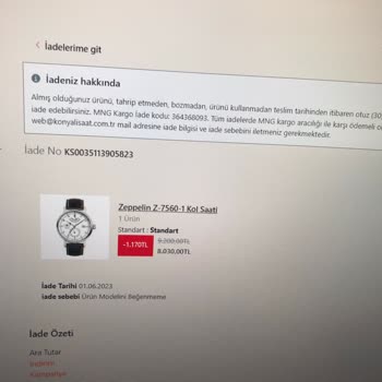 Konyalı Saat Beni Suçlayarak Gönderdikleri Saatin İadesini Kabul Etmiyorlar.