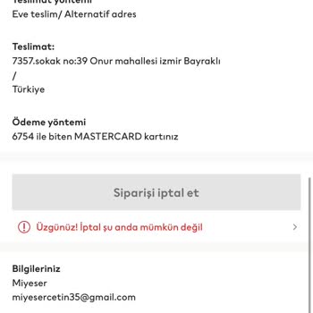 H&M Teslimat Adresi Sorunu