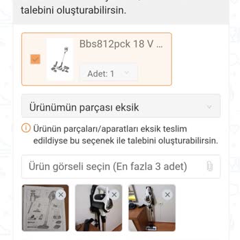 Bosch Satın Alınan Ürünün Parçasının Kutusundan Çıkmaması