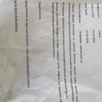 Nike Pişmanlıktır. Hatalı Ürününe Sahip Çıkmıyor.