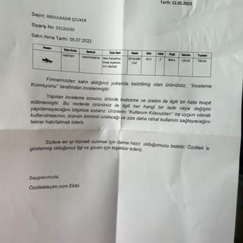 Ozdilekteyim.com Ozdilekteyim Sattığı Ürünün Arkasında Durmuyor