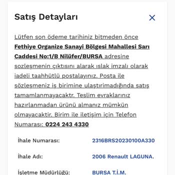 E İhale Ticaret Bakanlığı 2316BRS20230100A330