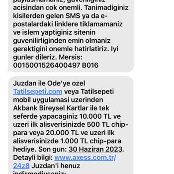 Akbank Gelen SMS'lerin İptali