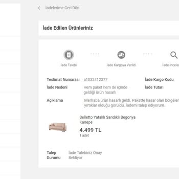 BELLETTO Koçtaş Hasarlı Ürünün İadesi Onaylanmıyor.