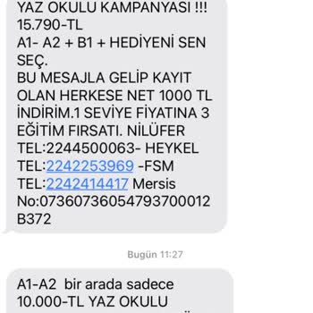 Just English KVKK Onaysız Reklam SMS'leri