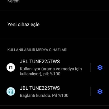 JBL Audio Systems Sağ Ve Sol Kulaklık Bluetooth Da İki Ayrı Cihaz Olarak Görünüyor.