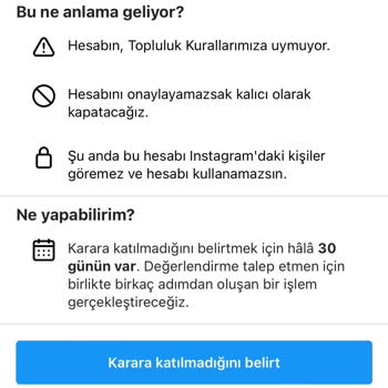 Instagram Hesabım Askıya Alındı