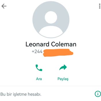 WhatsApp Yabancı İşletme Hesabından Gelen Mesaj