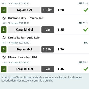 Nesine.com Uygulamasında Oynadığım Kupon