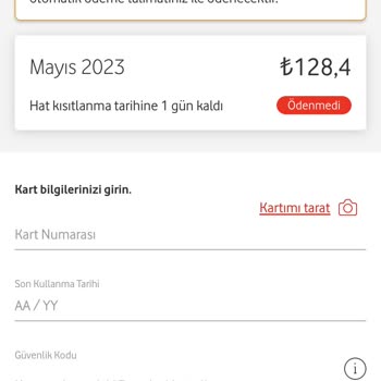 Vodafone Otomatik Ödeme Çekmiyor