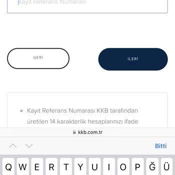 Kredi Kayıt Bürosu 14 Haneli Kayıt Referans Numarası